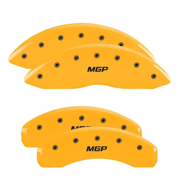 MGP 4 Caliper Covers Engraved Front & Rear MGP Yellow Finish Black Char 2007 Dodge Durango